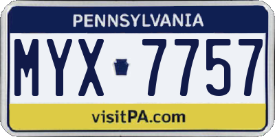 PA license plate MYX7757