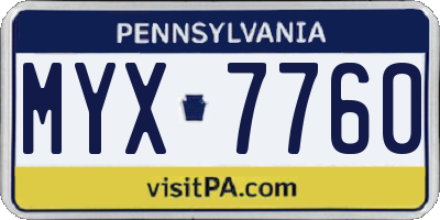 PA license plate MYX7760