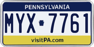 PA license plate MYX7761