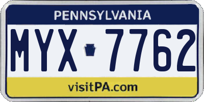 PA license plate MYX7762