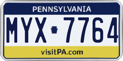 PA license plate MYX7764