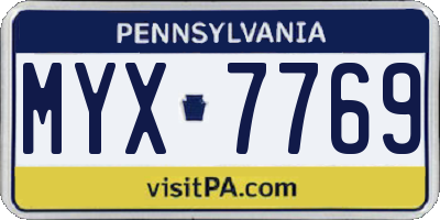 PA license plate MYX7769