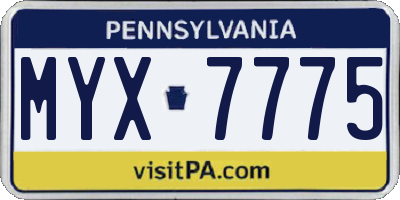 PA license plate MYX7775