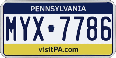 PA license plate MYX7786
