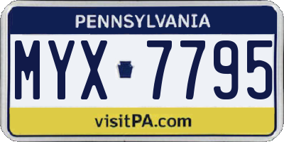 PA license plate MYX7795