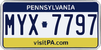 PA license plate MYX7797