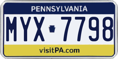PA license plate MYX7798