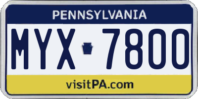 PA license plate MYX7800