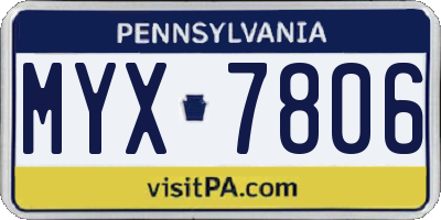 PA license plate MYX7806
