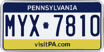 PA license plate MYX7810