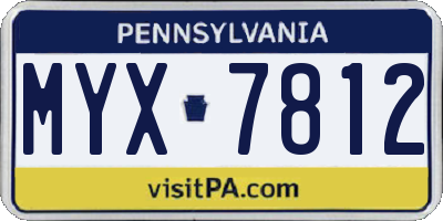 PA license plate MYX7812