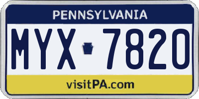 PA license plate MYX7820
