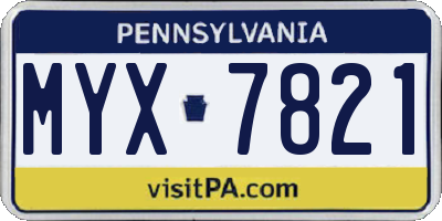 PA license plate MYX7821