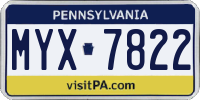 PA license plate MYX7822