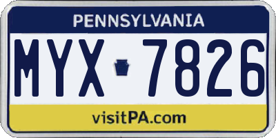 PA license plate MYX7826
