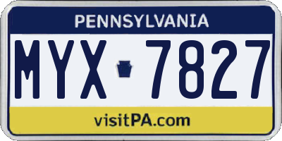 PA license plate MYX7827