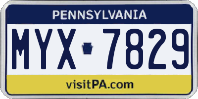 PA license plate MYX7829