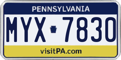 PA license plate MYX7830