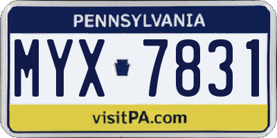 PA license plate MYX7831