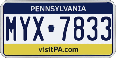 PA license plate MYX7833