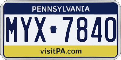 PA license plate MYX7840