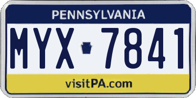 PA license plate MYX7841