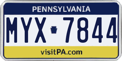 PA license plate MYX7844