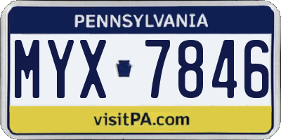 PA license plate MYX7846