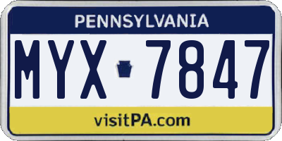 PA license plate MYX7847