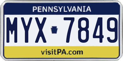 PA license plate MYX7849