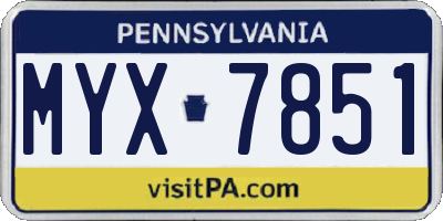 PA license plate MYX7851