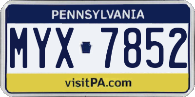 PA license plate MYX7852