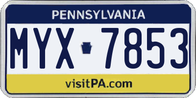 PA license plate MYX7853