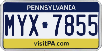PA license plate MYX7855