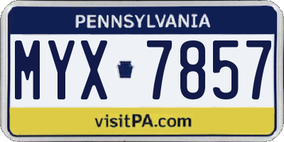 PA license plate MYX7857