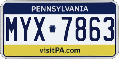 PA license plate MYX7863