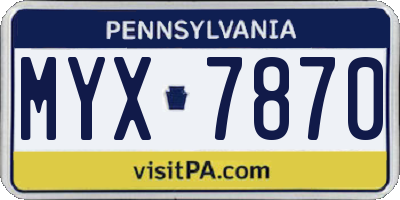 PA license plate MYX7870