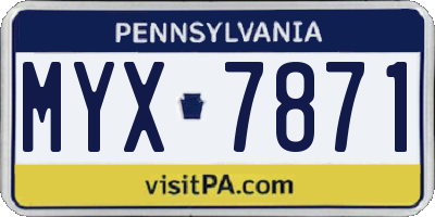 PA license plate MYX7871