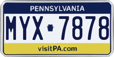 PA license plate MYX7878