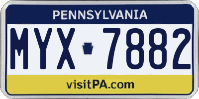 PA license plate MYX7882