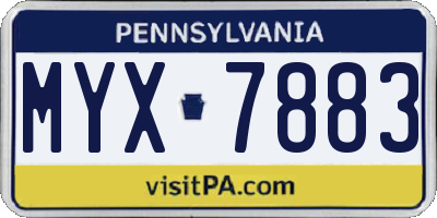 PA license plate MYX7883