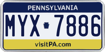 PA license plate MYX7886