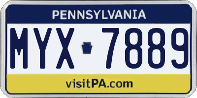 PA license plate MYX7889