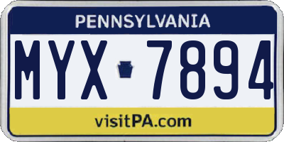 PA license plate MYX7894