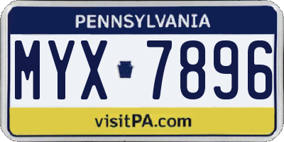 PA license plate MYX7896