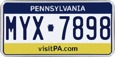 PA license plate MYX7898