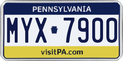 PA license plate MYX7900