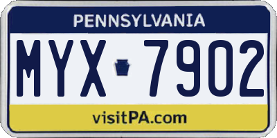 PA license plate MYX7902