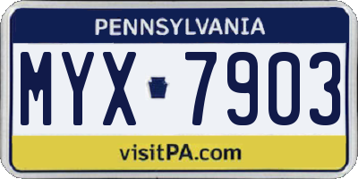 PA license plate MYX7903