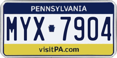 PA license plate MYX7904